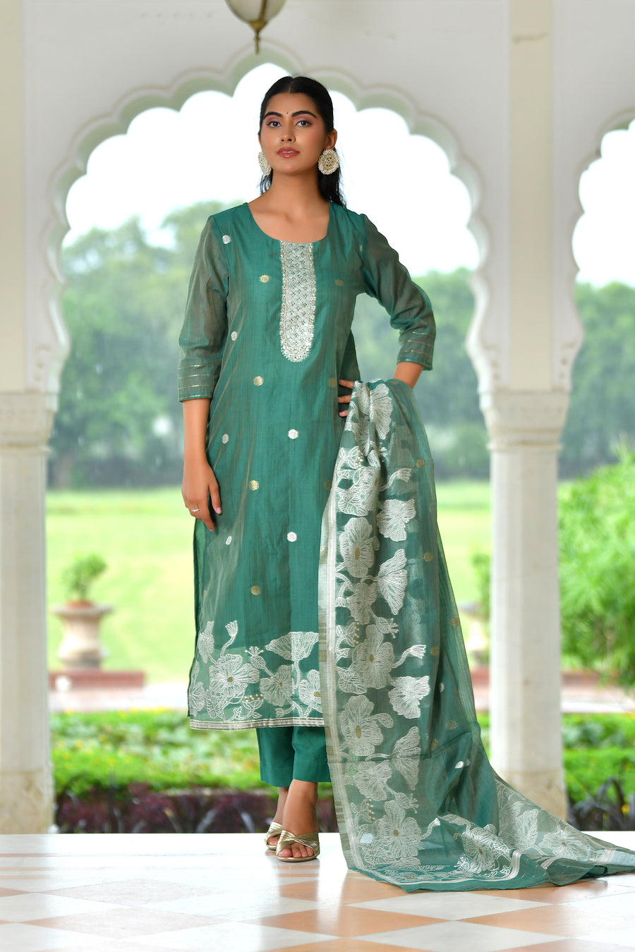 MEHER KURTA SET - DARK GREEN