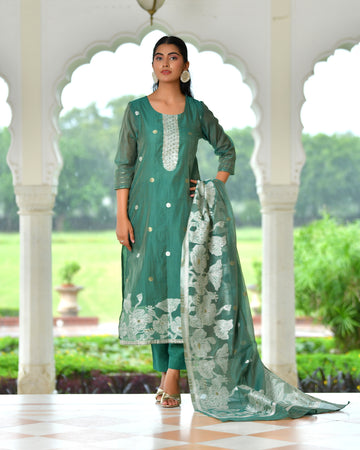 MEHER KURTA SET - DARK GREEN