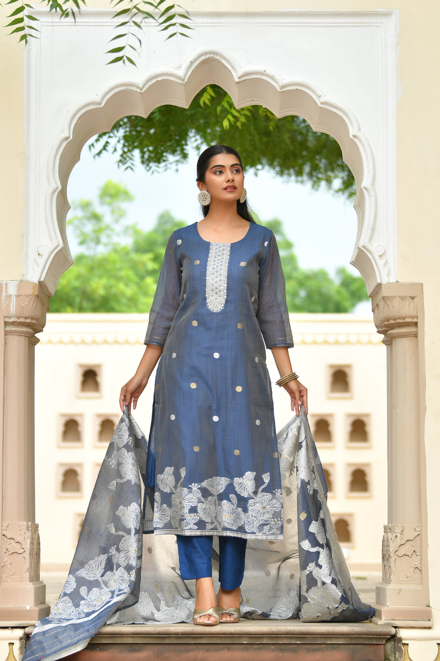 MEHER KURTA SET - NAVY