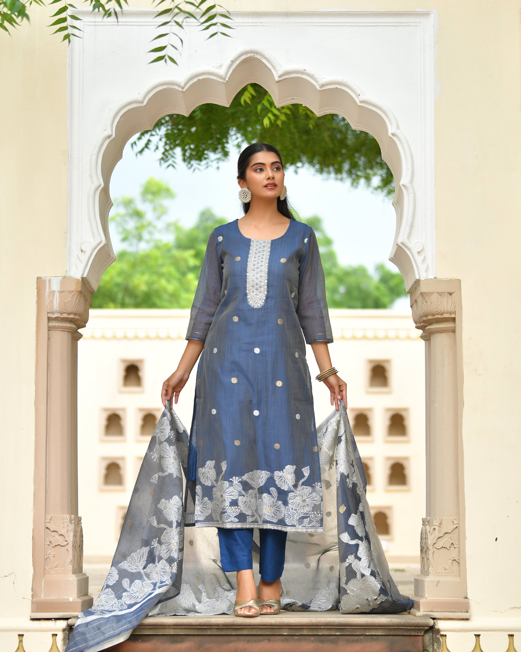 MEHER KURTA SET - NAVY