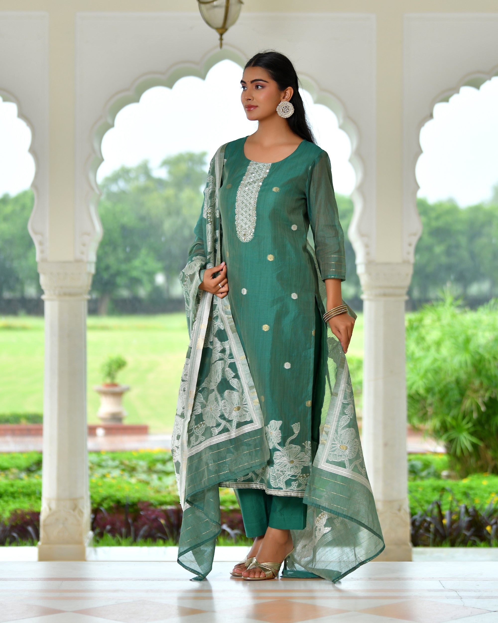MEHER KURTA SET - DARK GREEN