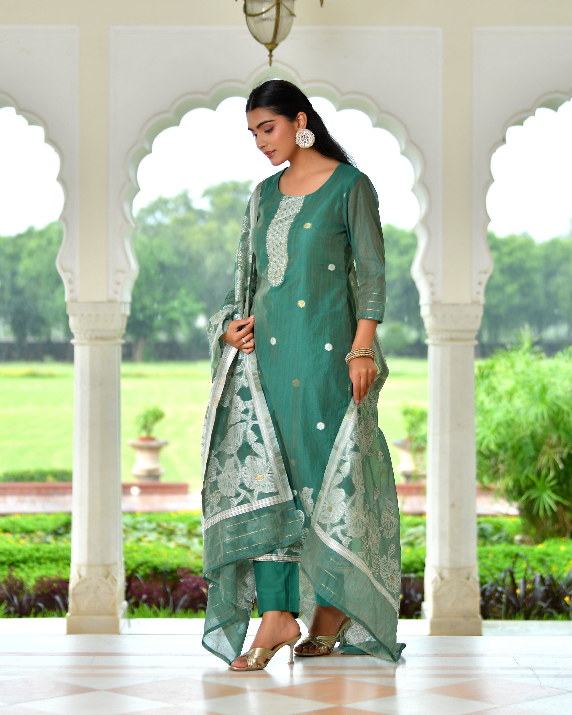 MEHER KURTA SET - DARK GREEN
