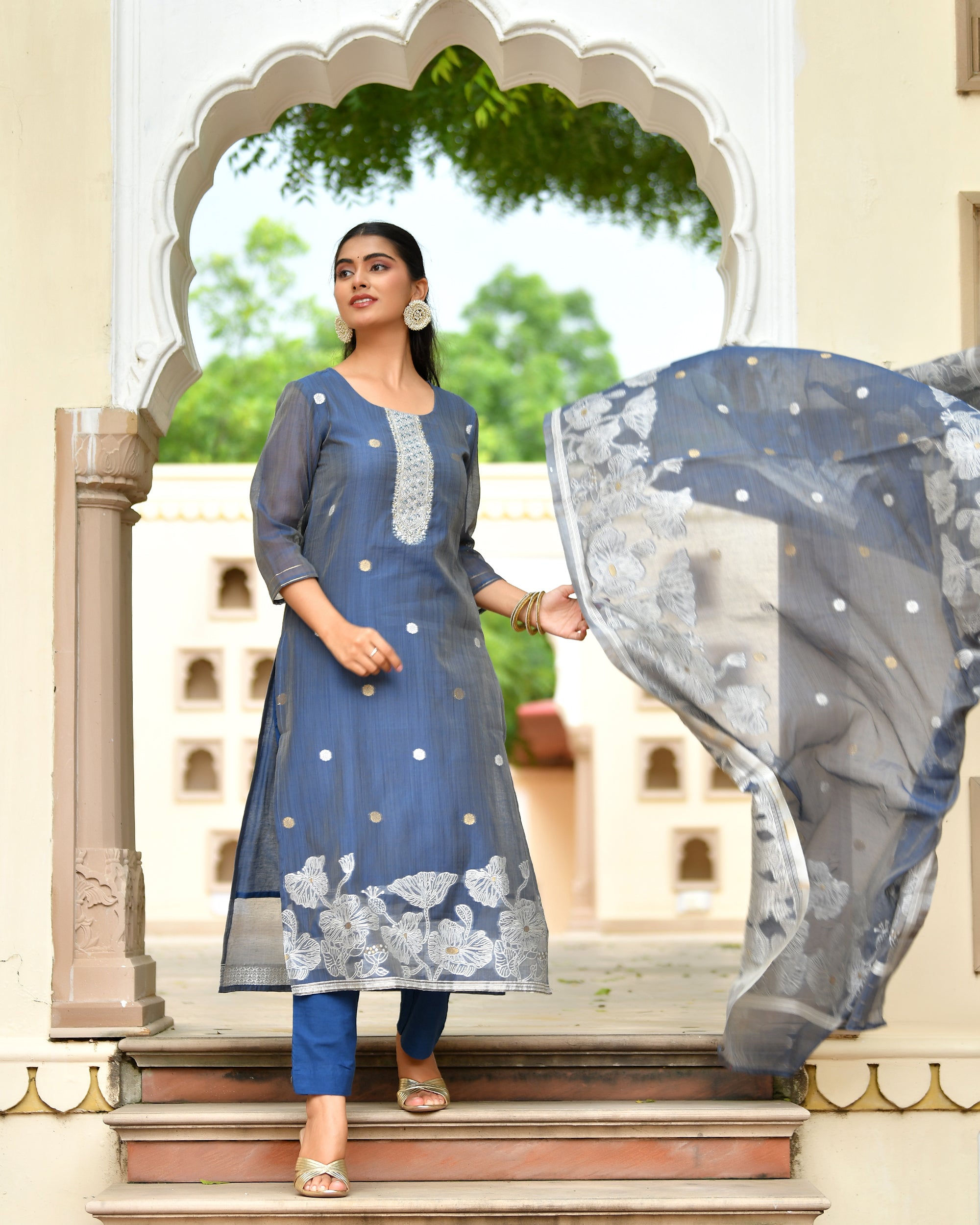 MEHER KURTA SET - NAVY