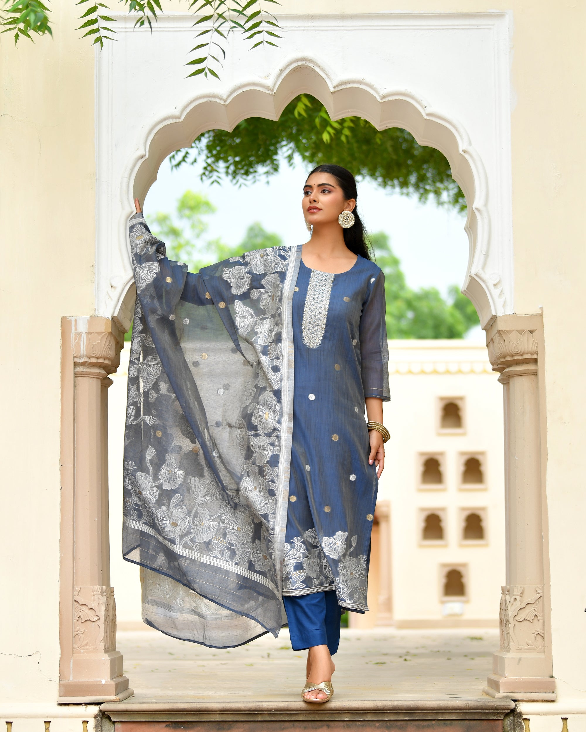 MEHER KURTA SET - NAVY