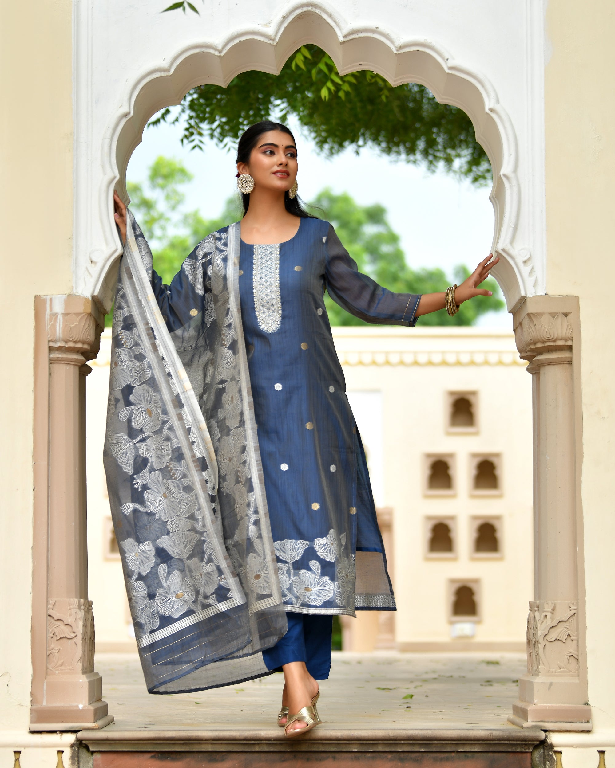 MEHER KURTA SET - NAVY