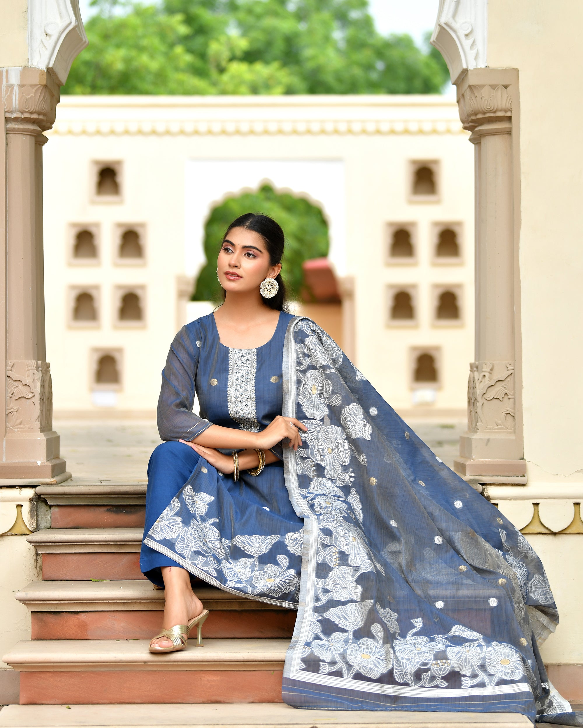 MEHER KURTA SET - NAVY