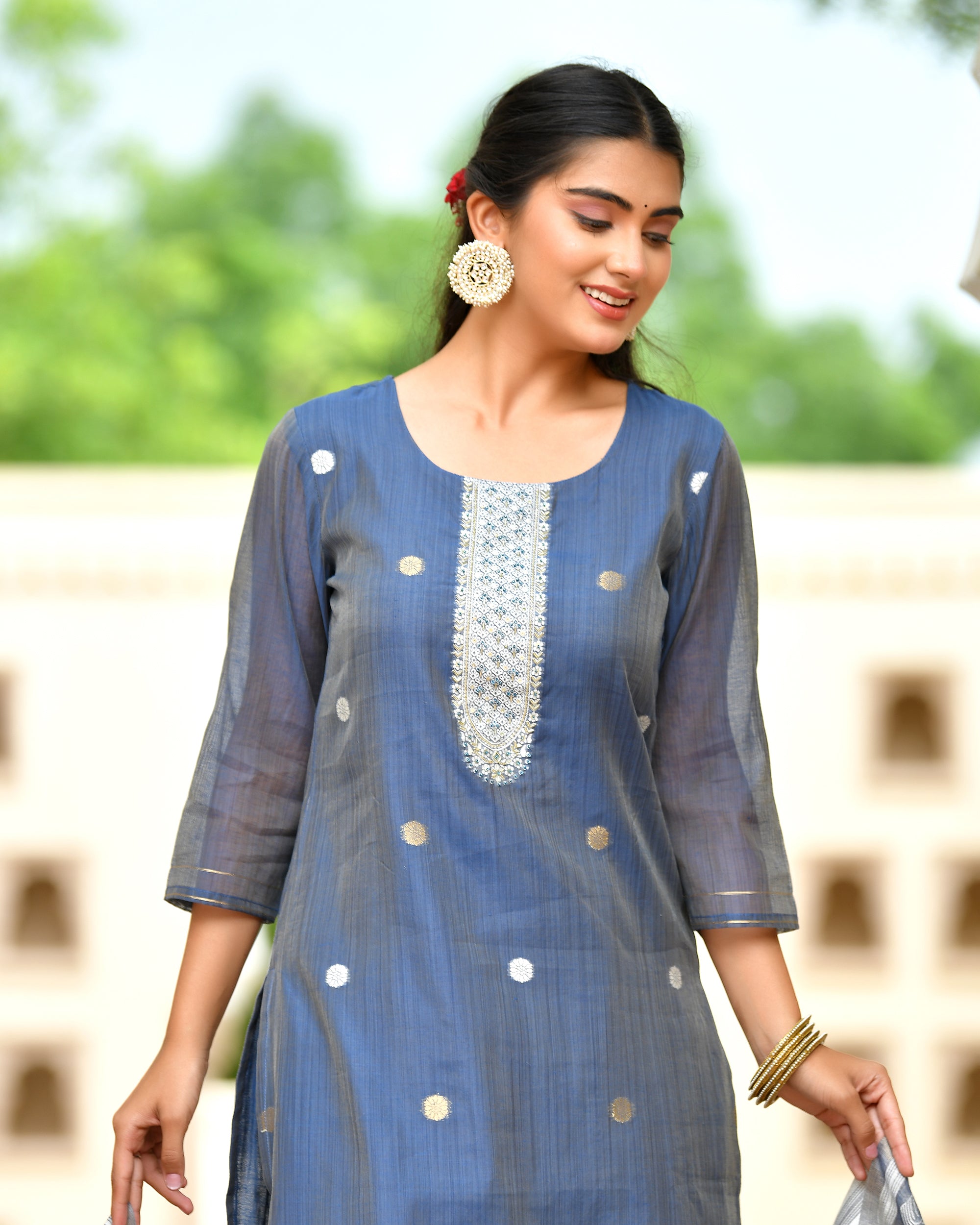 MEHER KURTA SET - NAVY
