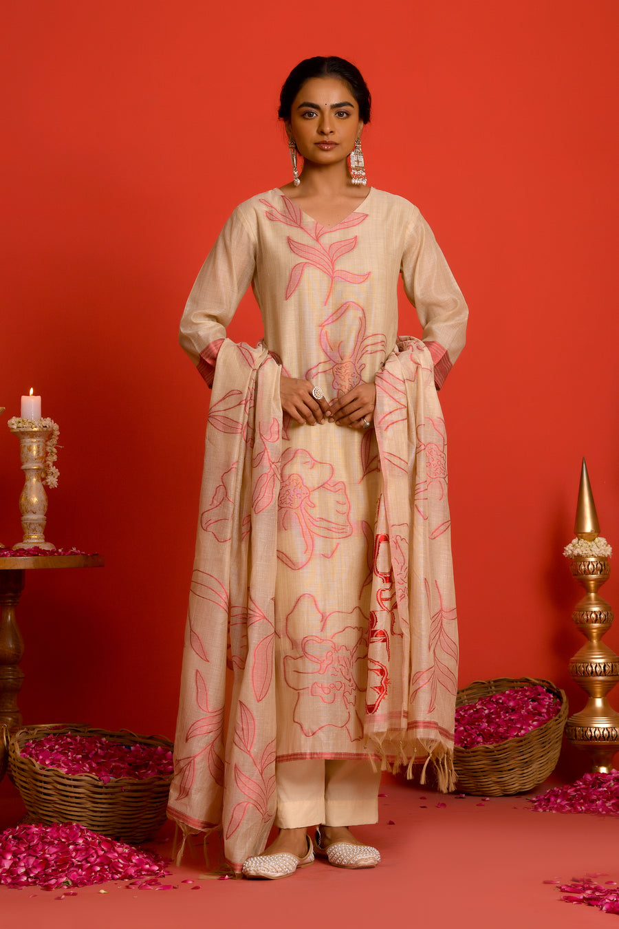 PHOOL KURTA SET - PINK