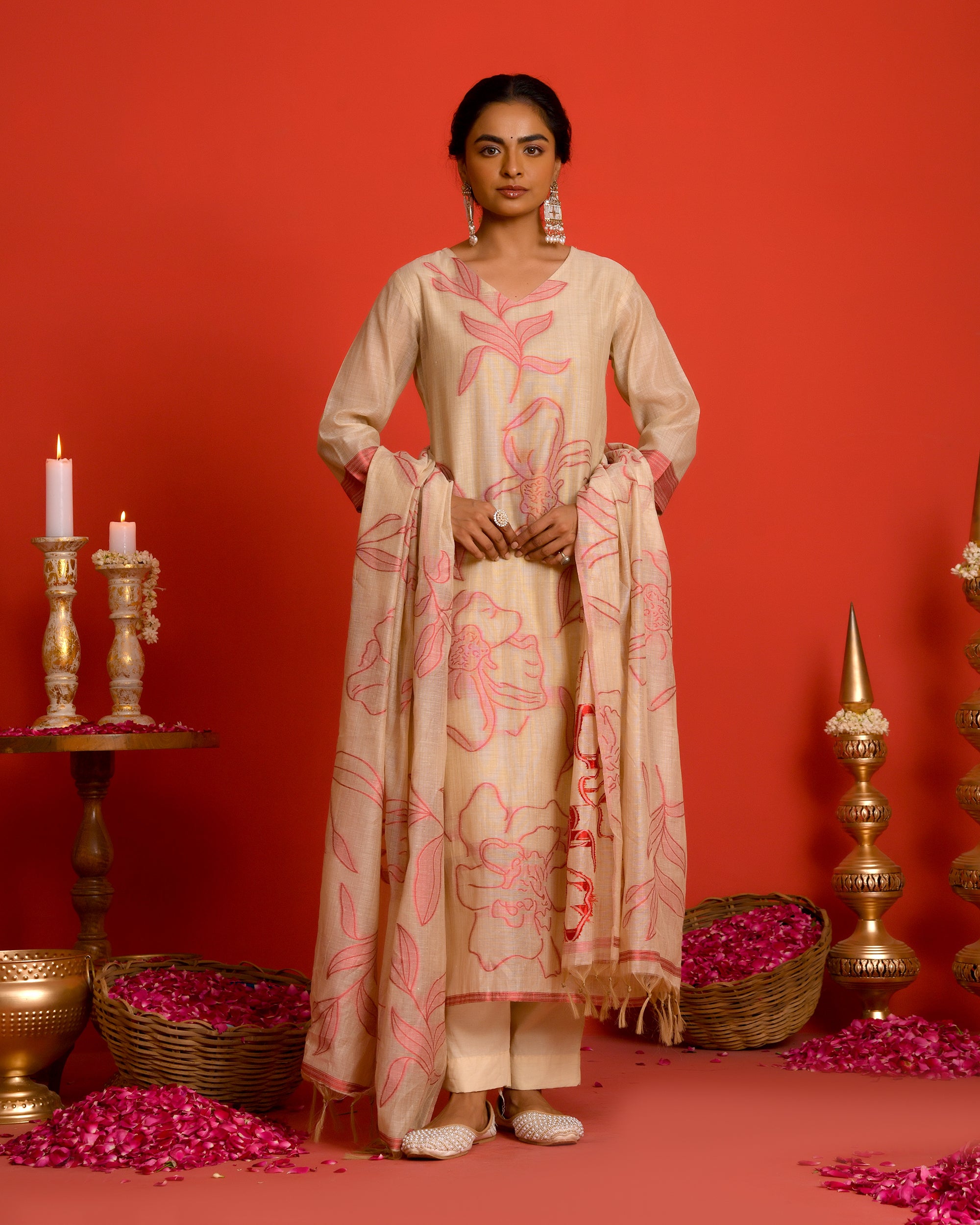 PHOOL KURTA SET - PINK