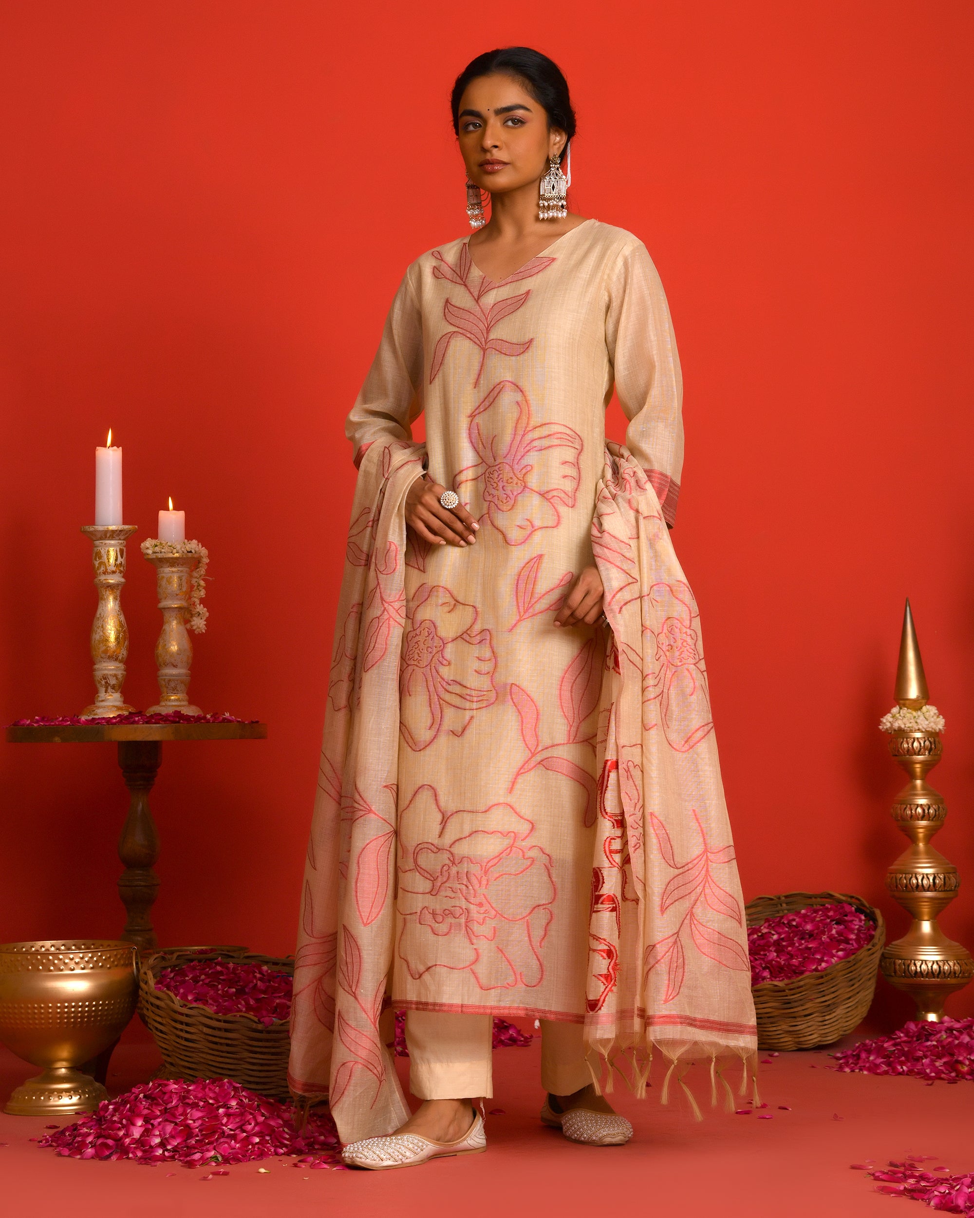 PHOOL KURTA SET - PINK