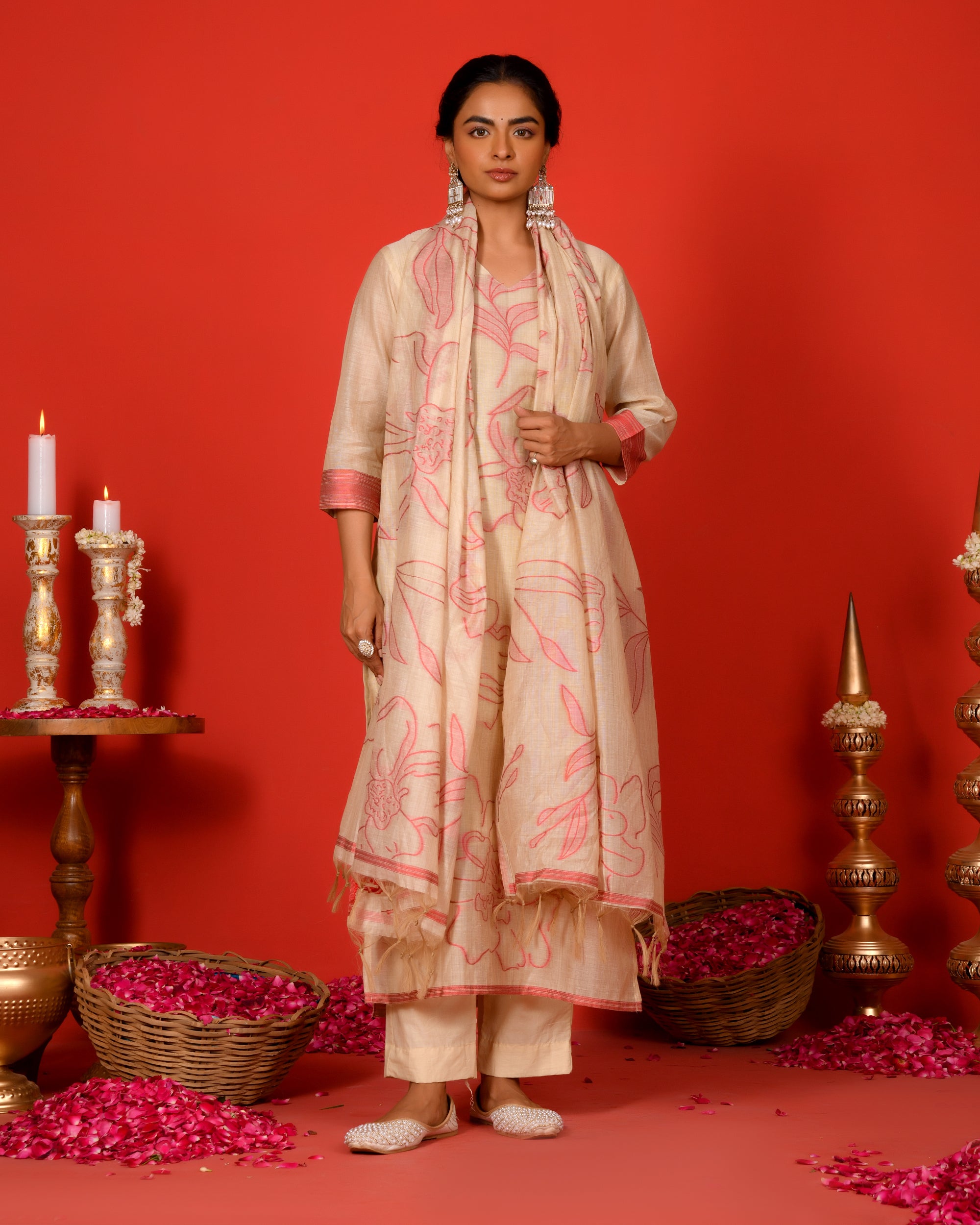 PHOOL KURTA SET - PINK