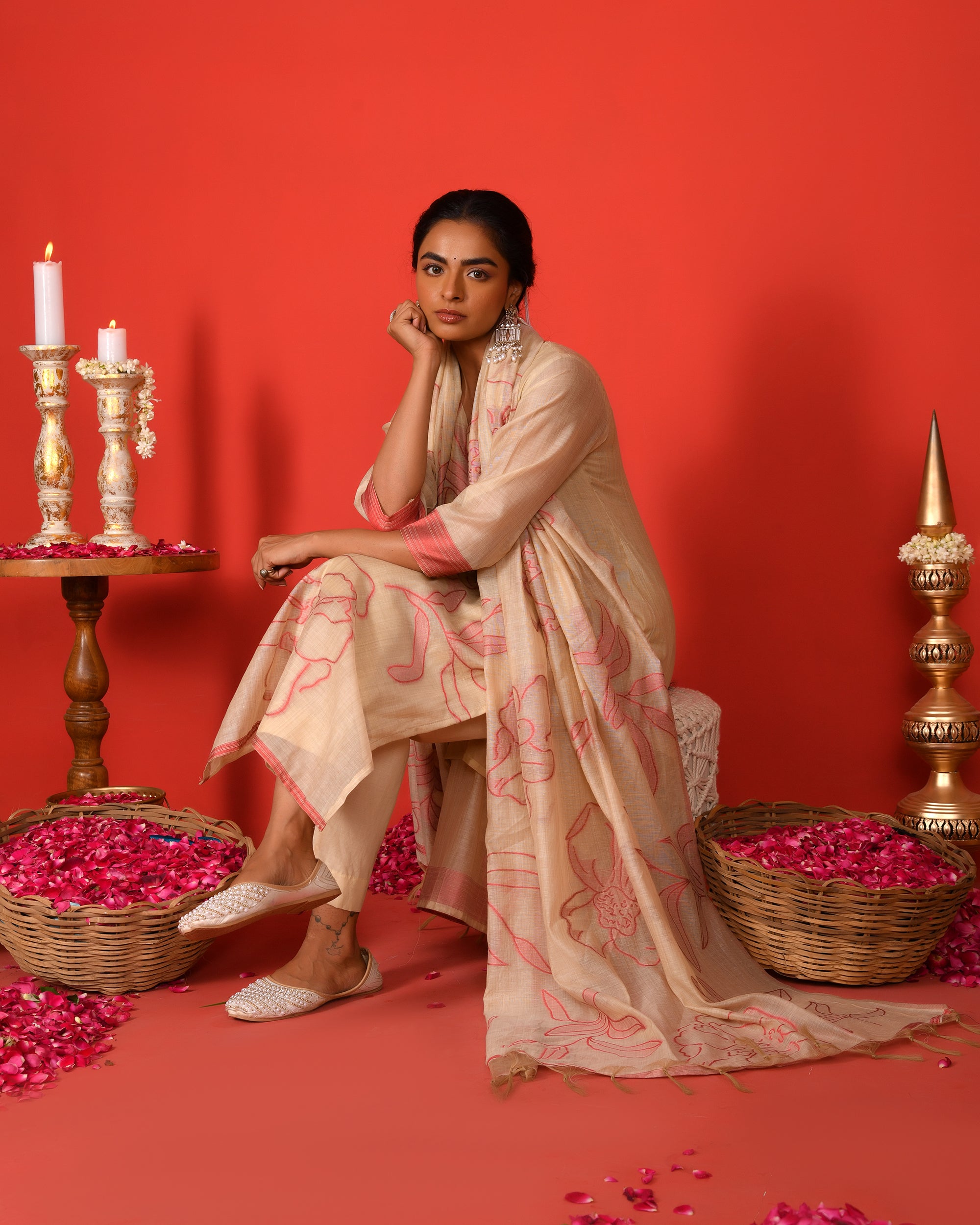 PHOOL KURTA SET - PINK