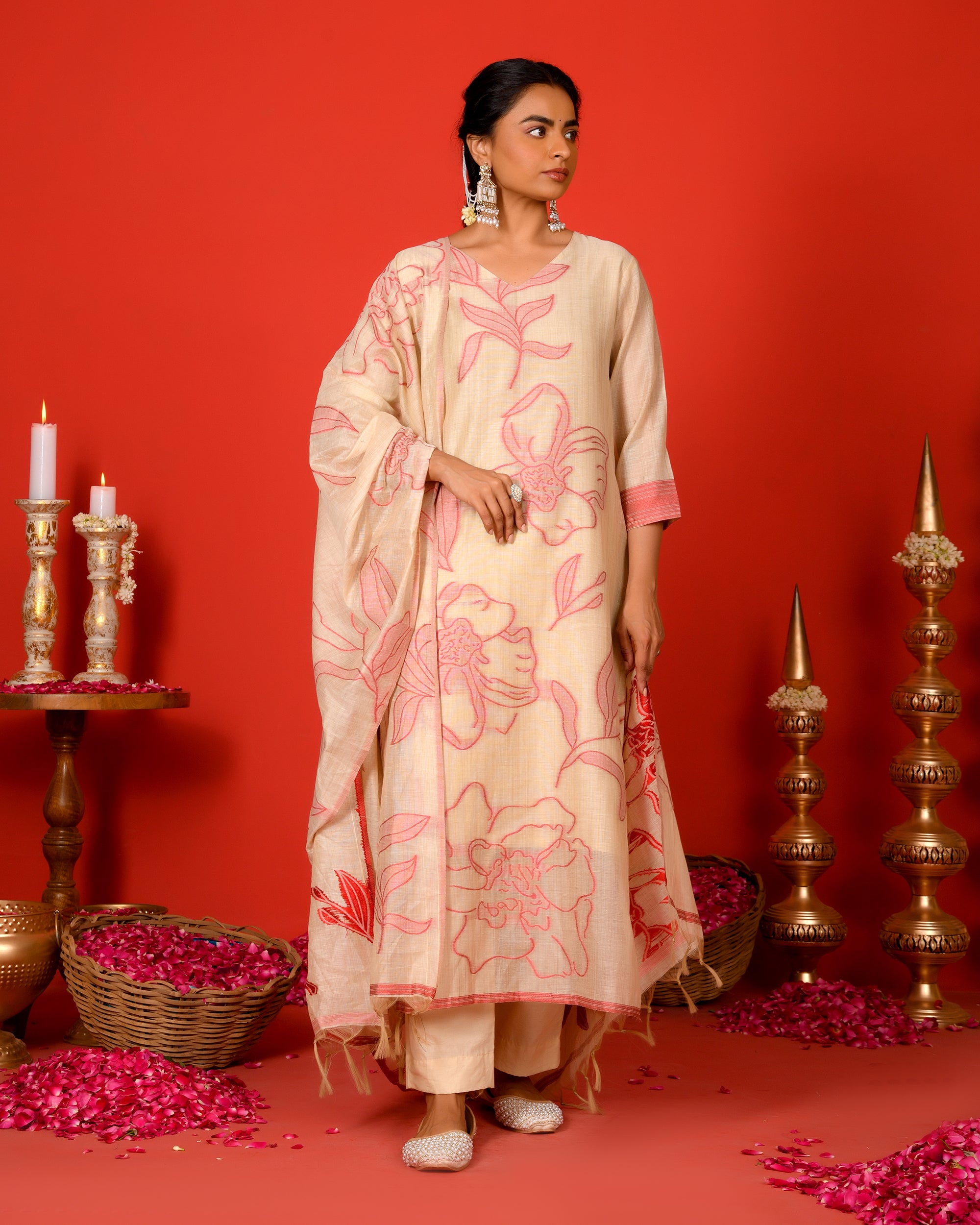 PHOOL KURTA SET - PINK