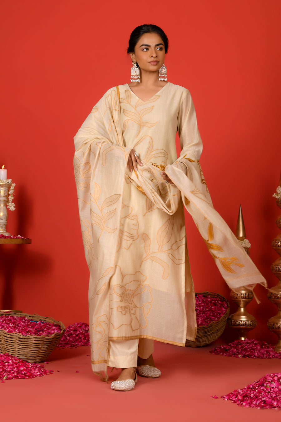 PHOOL KURTA SET - YELLOW