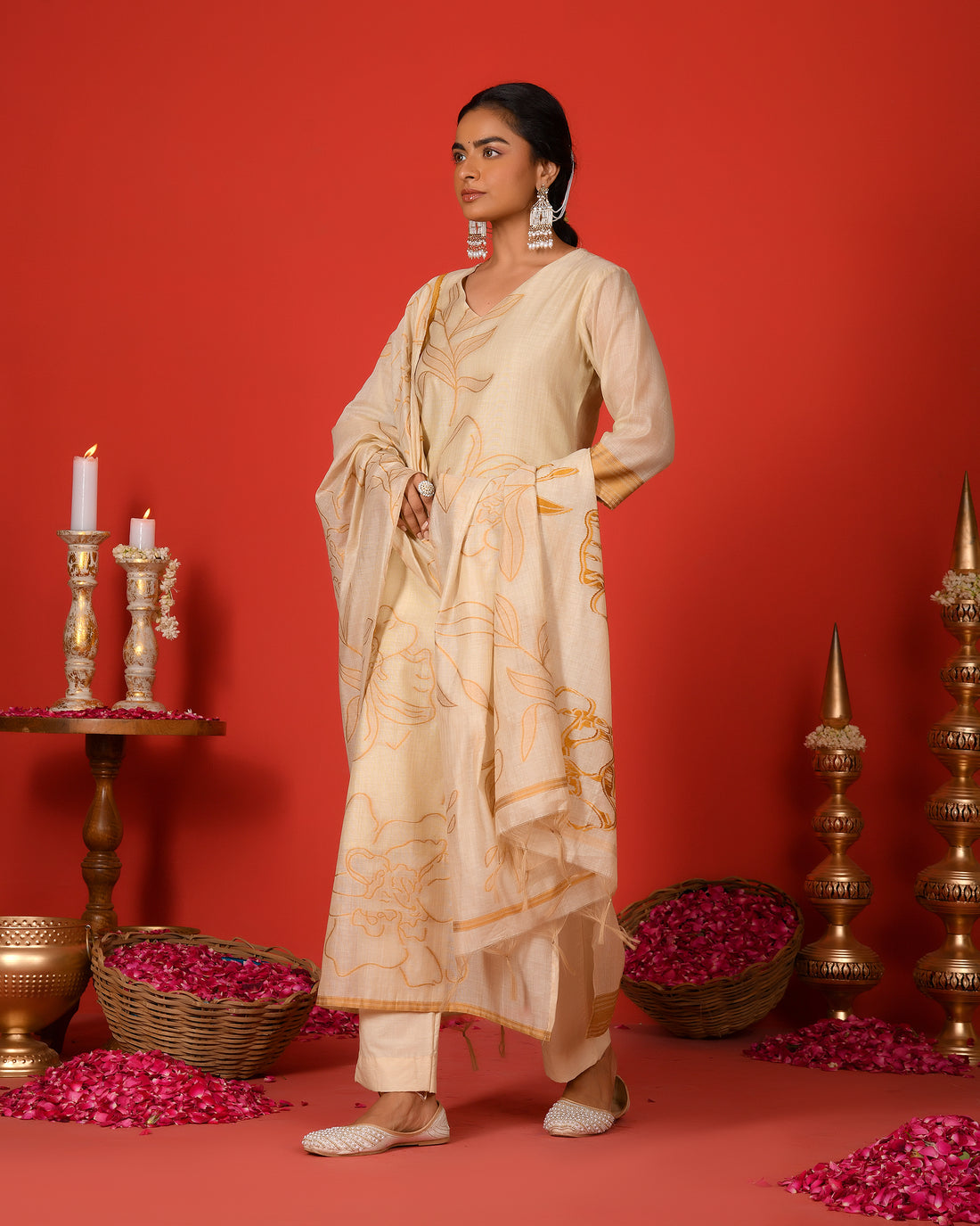 PHOOL KURTA SET - YELLOW