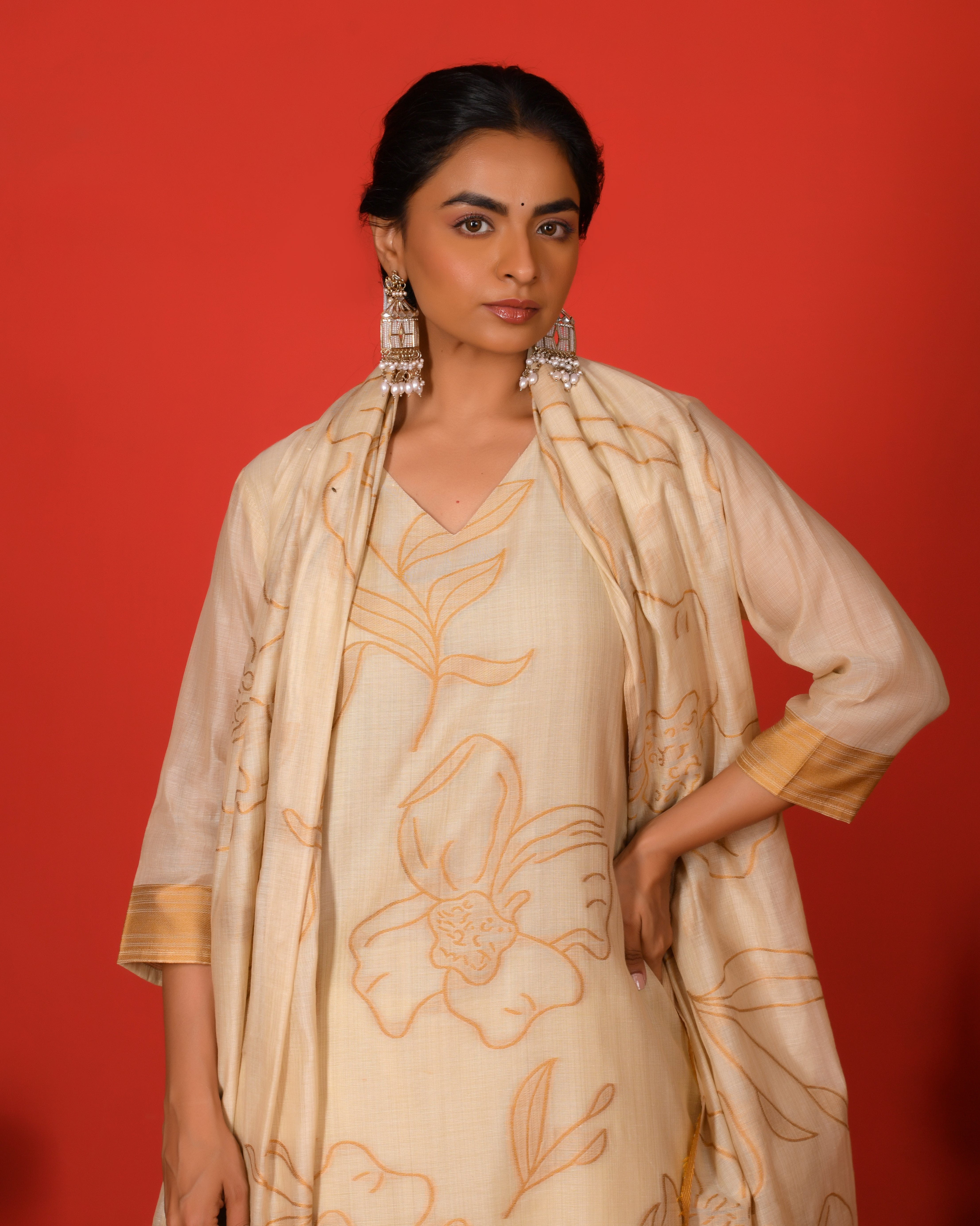 PHOOL KURTA SET - YELLOW