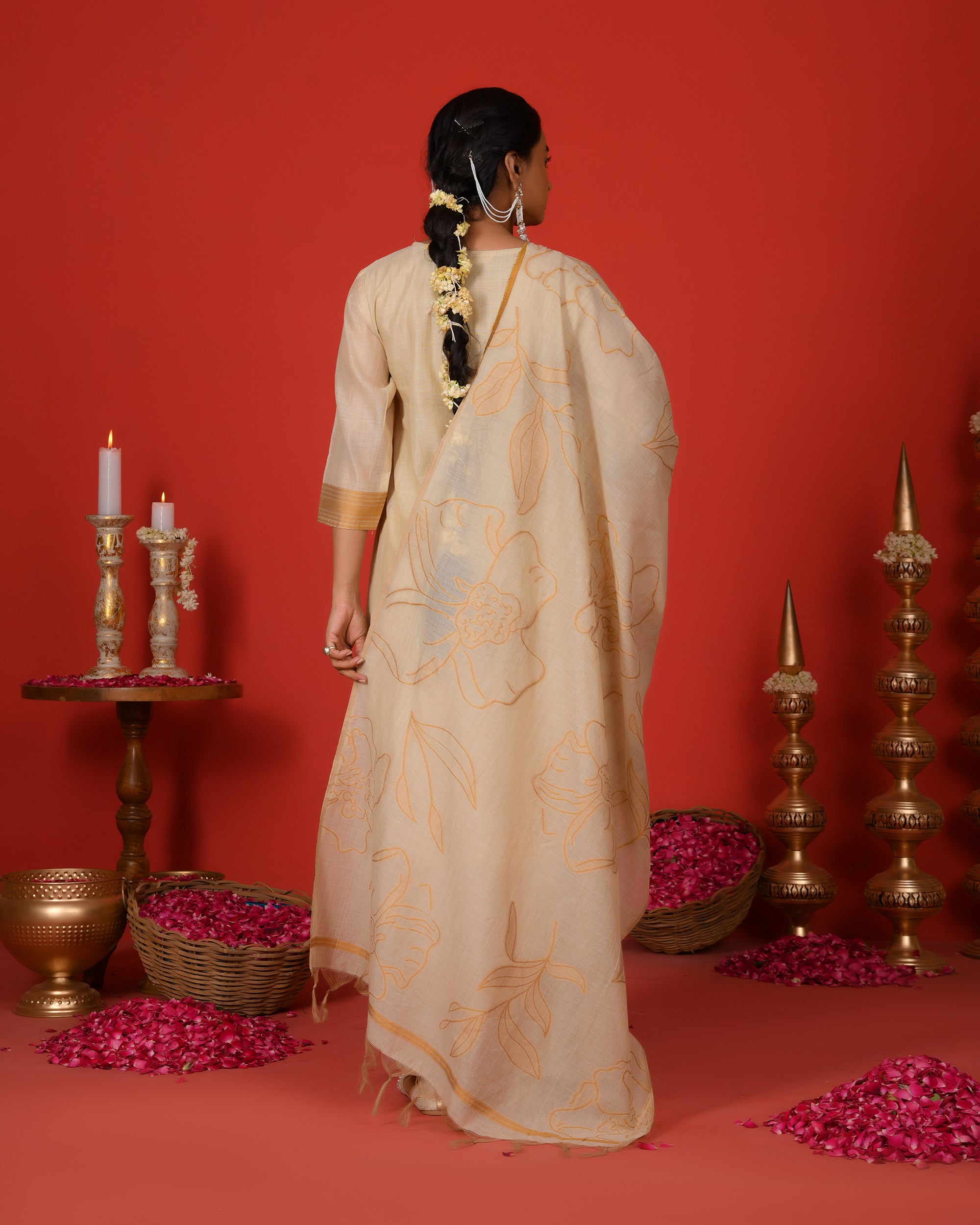 PHOOL KURTA SET - YELLOW