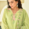 Avira Green Embroidered Kurta Set with Farshi Pants & Dupatta