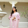 Mira Floral Embroidered Kurta Set with Organza Dupatta - PALE PINK