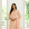 Mira Floral Embroidered Kurta Set with Organza Dupatta - PEACH