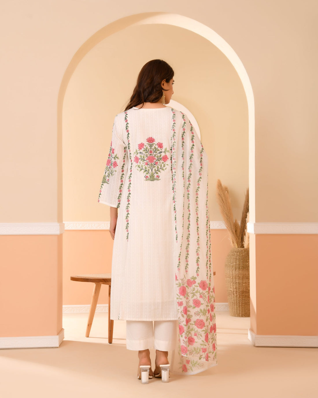 Gulrekha Pink Handblock Printed Cotton Kurta Set