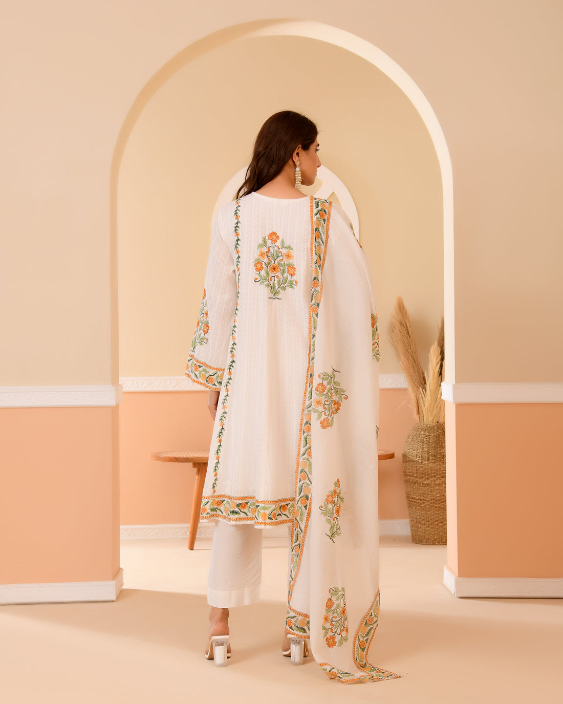 Suhani Ivory Floral Handblock Printed Cotton Kurta Set