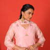Riva Pink Jamdani Kurta Set with Trousers & Dupatta